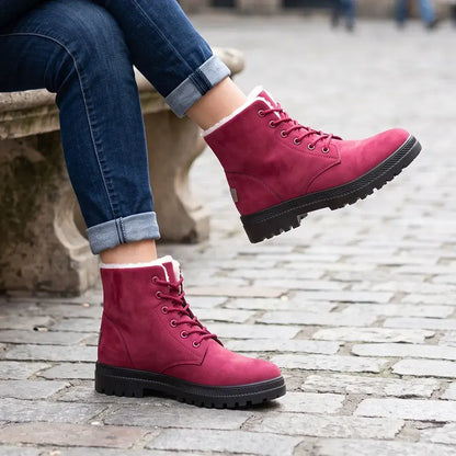 ✨【36-44】Polár bélésű, vastag Martens téli csizma -- Vastag, plüss bélés a meleg megőrzéséért ősszel és télen.