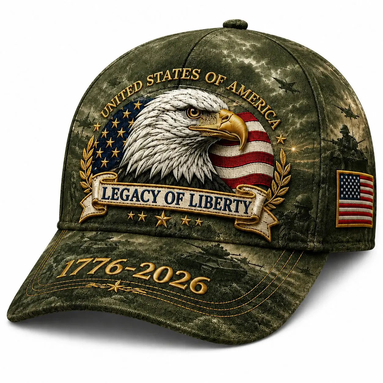 🛡️🧢Gorra de béisbol Freedom Eagle del 250 aniversario | Gorra de béisbol retro patriótica bordada –
