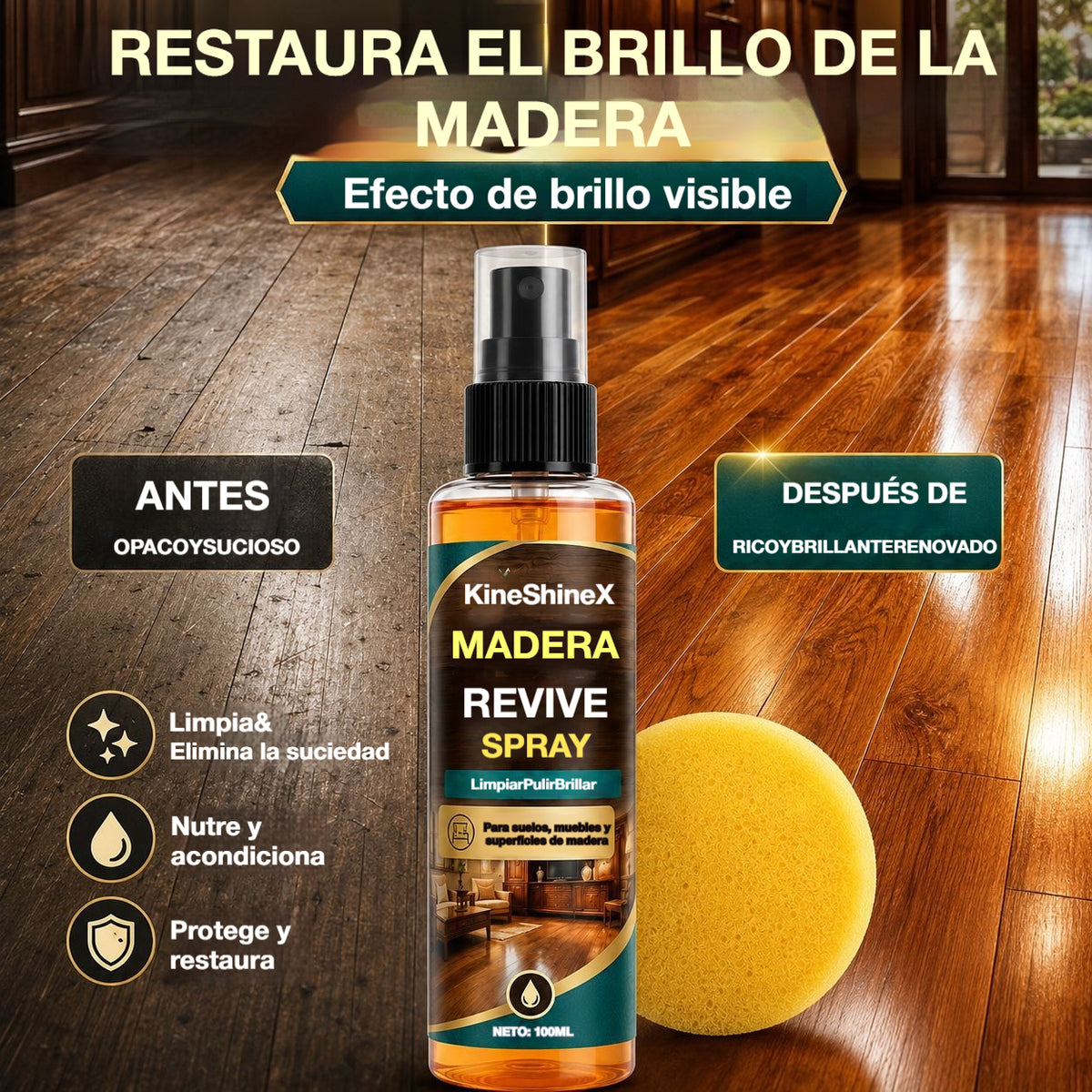 🌟Compra 1 y llévate 1 gratis🌳 Limpiador y abrillantador para suelos de madera