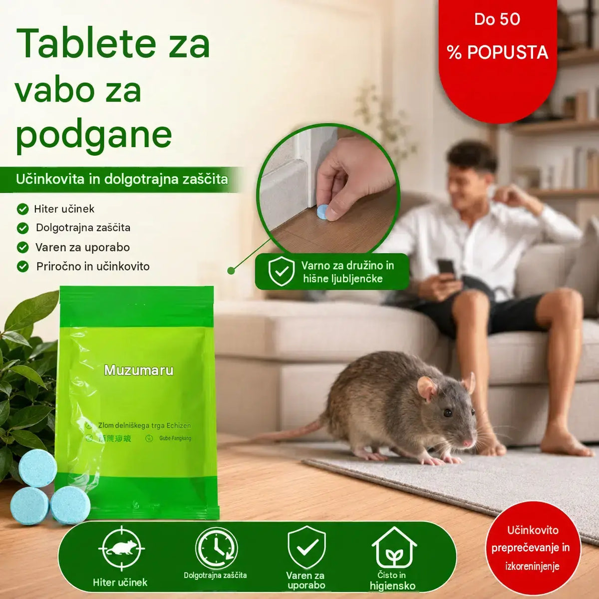🔥【50 kapsul】🚫🐀Močne tablete za odganjanje podgan, čarobno orodje za odganjanje podgan
