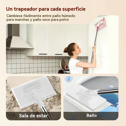 🔥【Juego de 4 piezas】Fregona sin enjuague🧹🏠 con diseño de pinza para paños, para que la limpieza del hogar sea más fácil