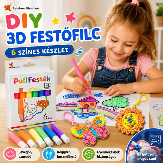 3 doboz 9300 Ft [összesen 18 üveg] 🎨✨DIY Popcorn gélfesték: 3D táguló toll - Biztonságos, környezetbarát és nem mérgező