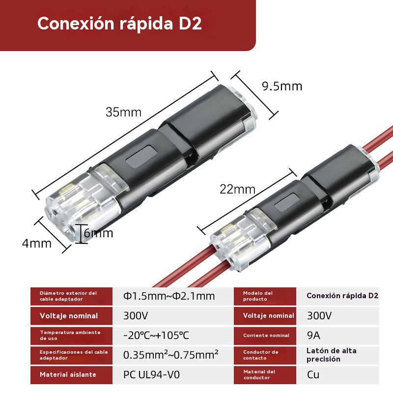 🔥【¡Compra 10 y llévate 10 gratis!】【20PCS】🏆Conector enchufable de doble cable con presilla de bloqueo