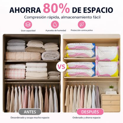 🧳 5 artículos por 28 euros 💨 Bolsa de almacenamiento al vacío grande y compresible: no requiere bomba, es a prueba de fugas e ideal para ahorrar espacio en maletas y en casa ✈️