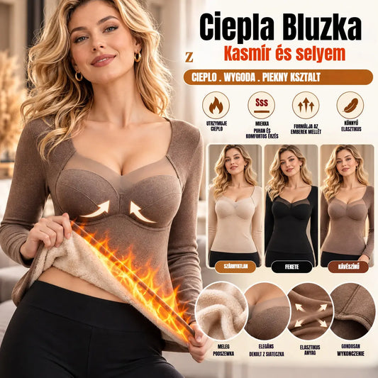【XL-3XL】Női termo alsónemű betétekkel - egyrészes, szigetelt, vastag, gyorsan felmelegedő, hosszú ujjú