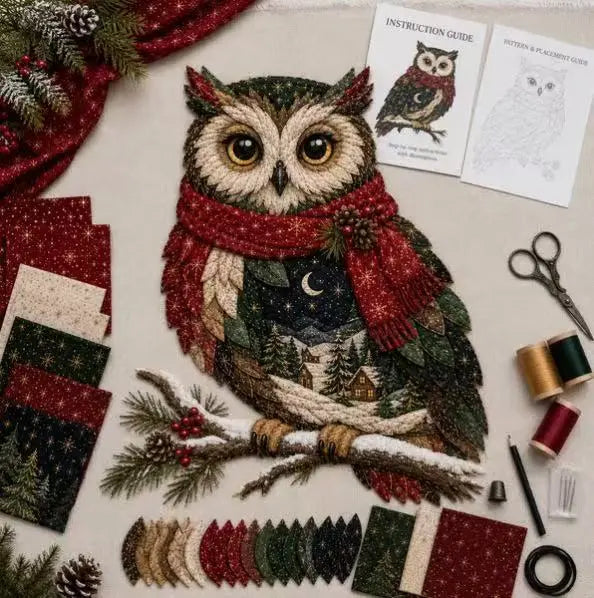🔥ÚLTIMO DÍA 50% DE DESCUENTO - 🎄🎅Kit de patchwork navideño de animales del bosque para hacer tú mismo – ✨Crea un recuerdo festivo hecho a mano