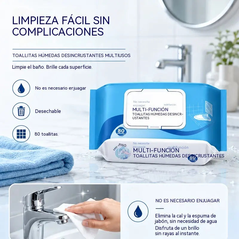 🔥【Compra 1 y llévate 1 gratis】💦Toallitas limpiadoras descalcificadoras multifunción para baño