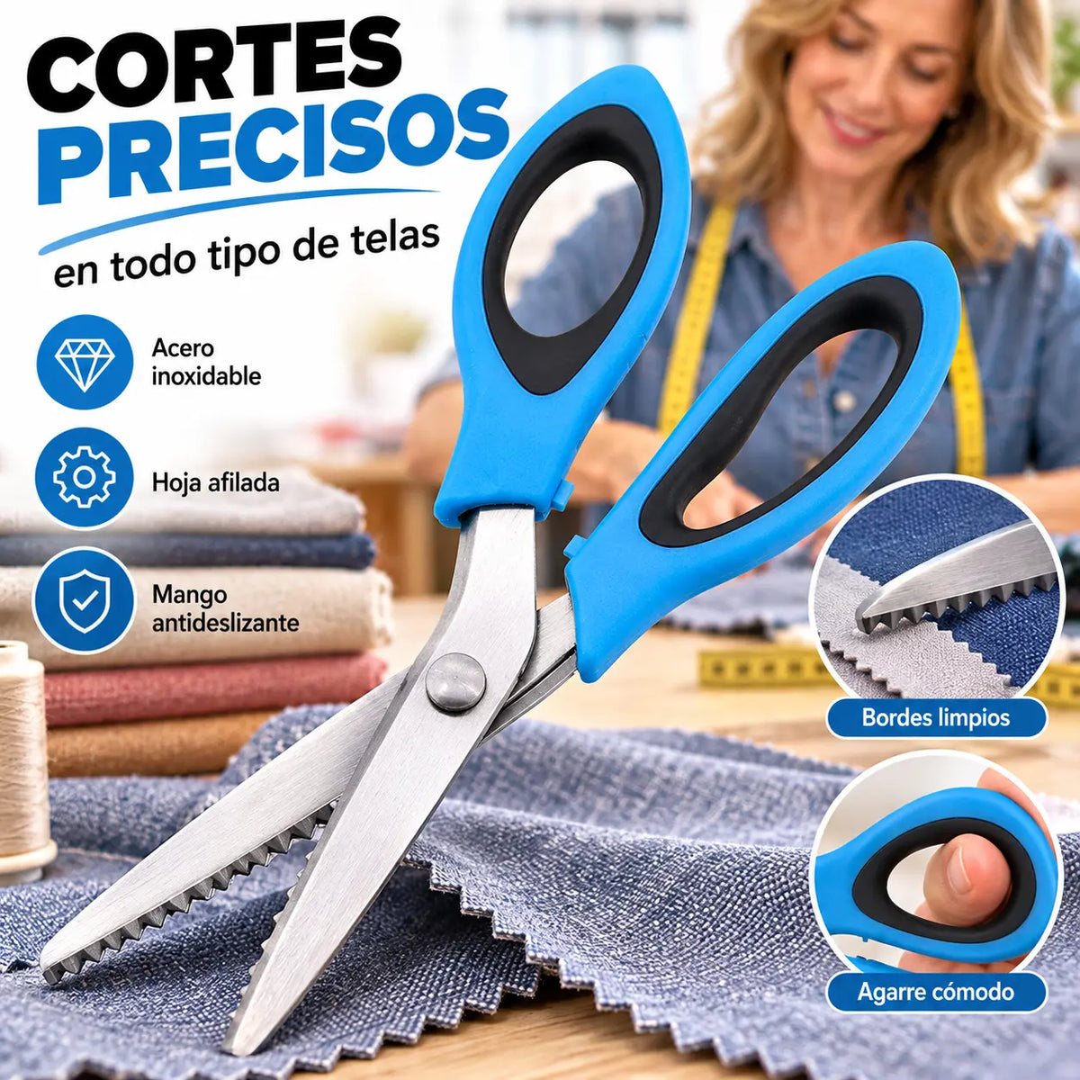 🔥Compra 1 y llévate 1 gratis✂️ Tijeras dentadas profesionales – Tijeras de tela afiladas y dentadas