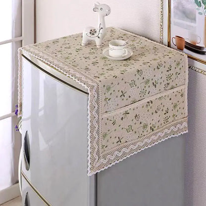 💖 ¡Oferta especial de último día! 💖【55 × 120 cm】 ✨ Funda para refrigerador de algodón y lino (resistente al polvo y a la grasa) con bolsillos de almacenamiento
