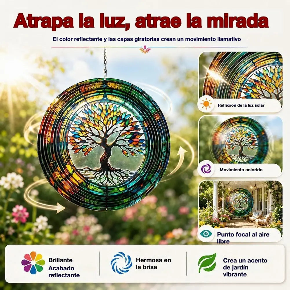 🎉🎐 Campana de viento giratoria 3D – Molinillo de viento colgante cinético para jardín, balcón y decoración exterior
