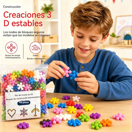 🧩📦Bloques de construcción 3D para niños con forma de copos de nieve encajables.