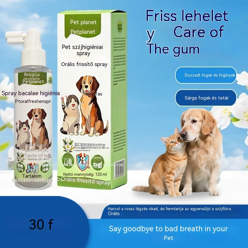 🐶【2 termék 8800 Ft】🐱A háziállatoknak szánt szájhigiéniai spray felfrissíti a leheletet, és eltávolítja a fogak sárgulását és fogkövet.
