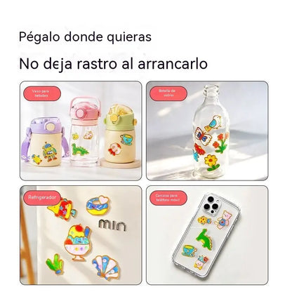 🌈 ¡Crea tus propias pegatinas de gelatina! 🎨 Kit de arte DIY para pintar, despegar y pegar para niños ✨ 4 temas divertidos + Set completo de manualidades 🎁