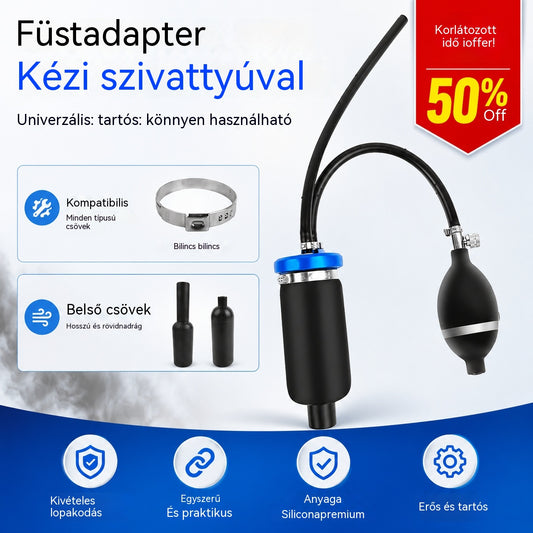 🔧 50% KEDVEZMÉNY KORLÁTOZOTT IDEIG! ✨ Füst adapter felfújható légzsákhoz – Univerzális, Tartós, Kézi Pumpával ⚙️