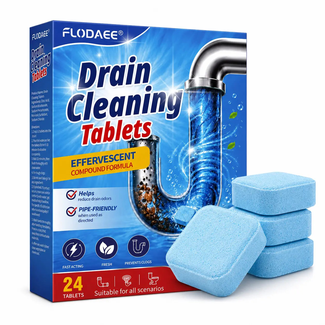 🏠🚿【24 piezas】💨 Pastillas efervescentes para desatascar desagües