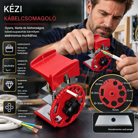 【Specifikációk + Penge】8900 Ft🔧 Univerzális kéziszerszám a gyors kábelcsupaszításhoz — hordozható és ideális otthoni használatra.