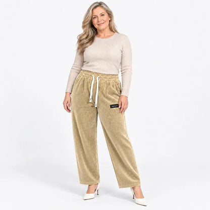 ✨【XXS-XXL】Női egyszínű kordbársony divatos lezser rugalmas nadrág [40-110 kg]