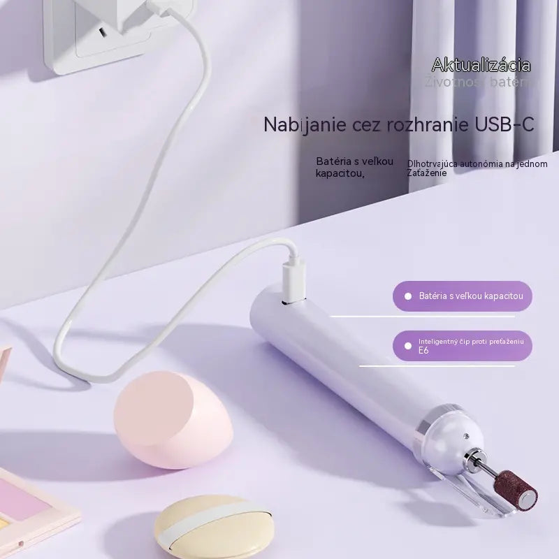 💅Elektrický pilník na nehty 2 v 1 s LED lampou (sušící lampa + 5 leštících hlavic)