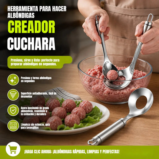 🥳2026 VENTA CALIENTE🥳💞¡50K+ VENDIDO! 🥩🍴 ¡65% DE DESCUENTO! Cuchara para albóndigas: antiadherente, recoge y escurre en uno. No más manos sucias: ¡albóndigas perfectas en segundos! ¡Un utensilio de cocina imprescindible! 🎁✨