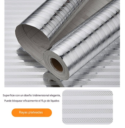 【40cm*5m】🛡️ Lámina Adhesiva de Aluminio Removible – Antigrasa, Resistente al Calor y Fácil de Limpiar