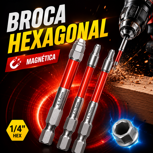 🔥【Compra 1 y llévate 1 gratis】🔧 ✨ Puntas hexagonales tipo «pagoda» universales con vástago de 1/4" – Acero de tungsteno, magnéticas, punta de precisión 🛠️