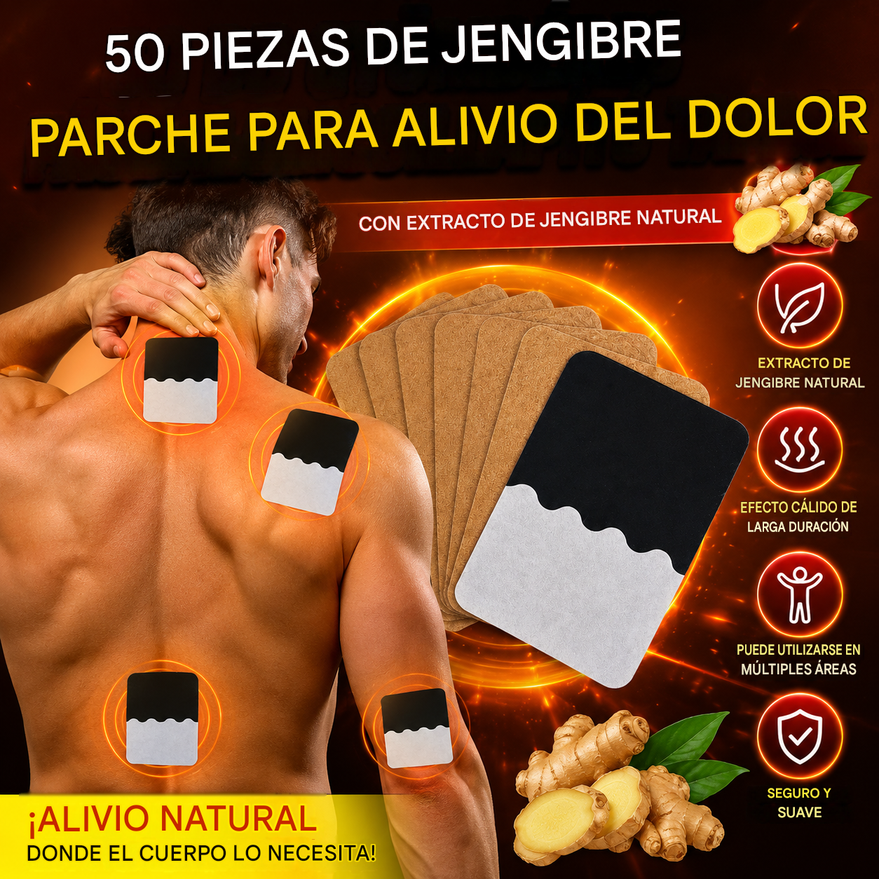 【50 piezas 27 euros】 🔥 Almohadillas de jengibre para aliviar el dolor
