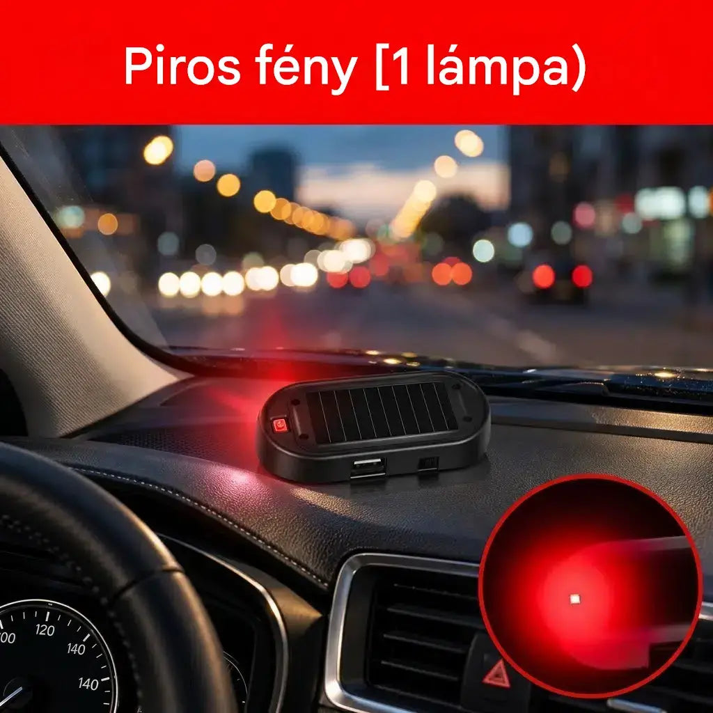 🎁🚗💥 Kompakt, napelemes LED-es lopásgátló figyelmeztető lámpa