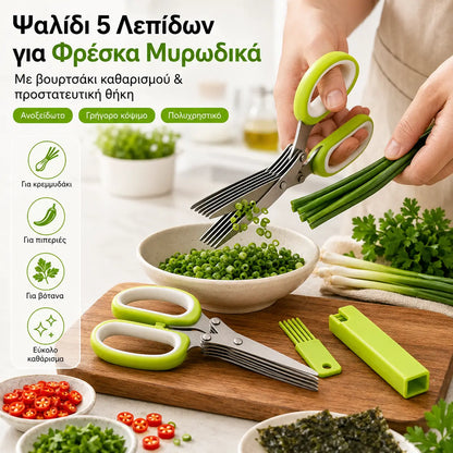 2 piezas 28 € 🌿 Tijeras para hierbas de 5 hojas: cortador de cocina rápido para hierbas y especias frescas