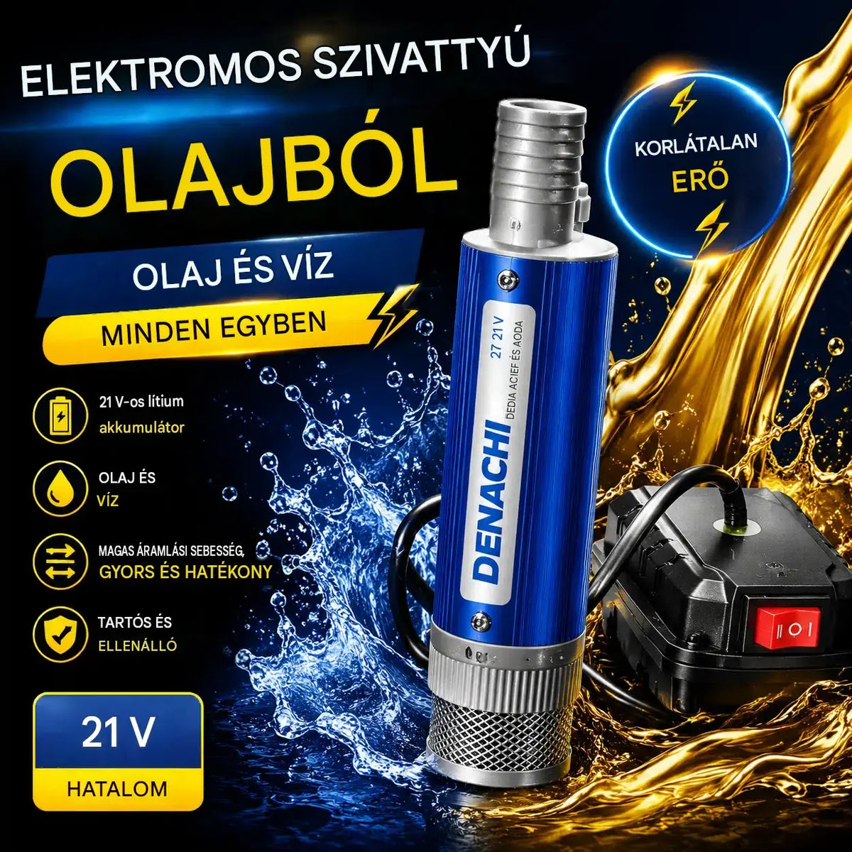 🔥【50% kedvezmény】🚗⚡21V-os lítium-ion olajszivattyú, kettős felhasználású olaj- és vízszivattyú, nagy hatékonyság és hordozhatóság