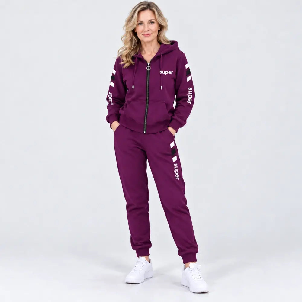 ✨【M-4XL】Női 2 részes sport szett 2026 – Kapucnis cipzáras felső + nadrág, őszi/téli, laza fazon, sportos🥰