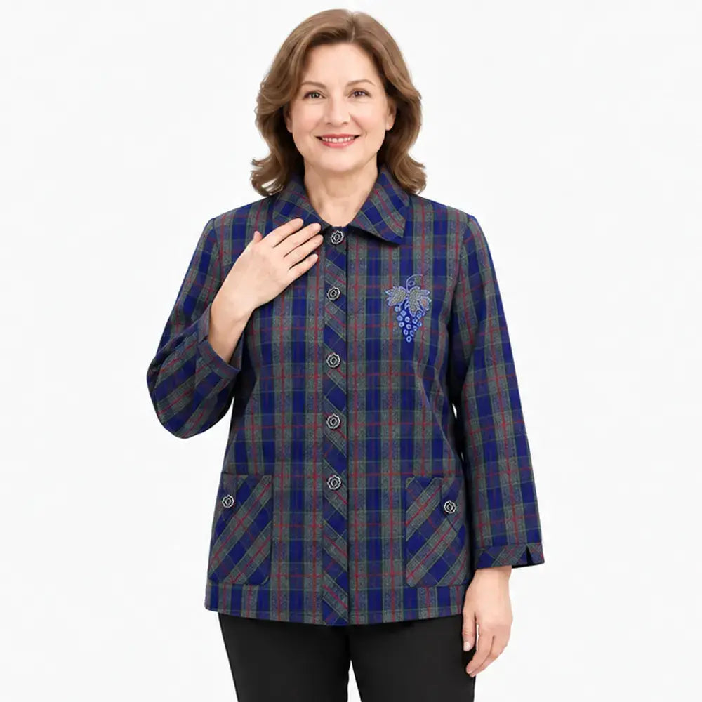🧥【XL-8XL】Könnyű, galléros női kockás ing – tökéletes tavaszra és őszre; nagy méretek, érett hölgyek számára.