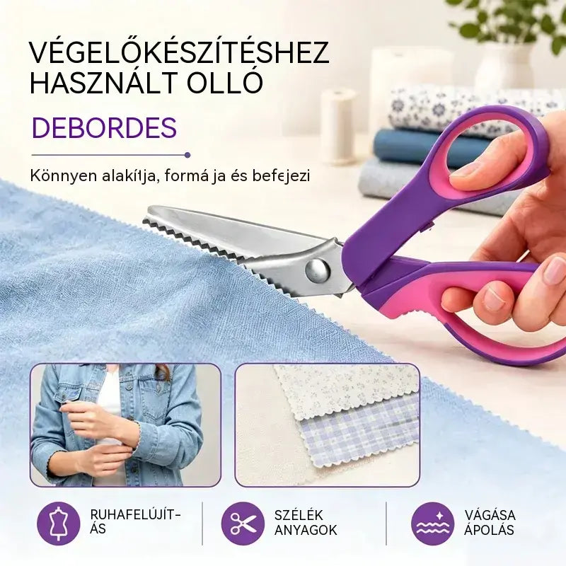 👗✂️ Díszes szélű szabóolló – Professzionális cikkcakk és hullámos vágáshoz | Tökéletes anyagokhoz, patchworkhöz és barkács projektekhez