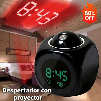 ⏰ Reloj proyector multifunción — hora, alarma, temperatura y clima en tu pared o techo