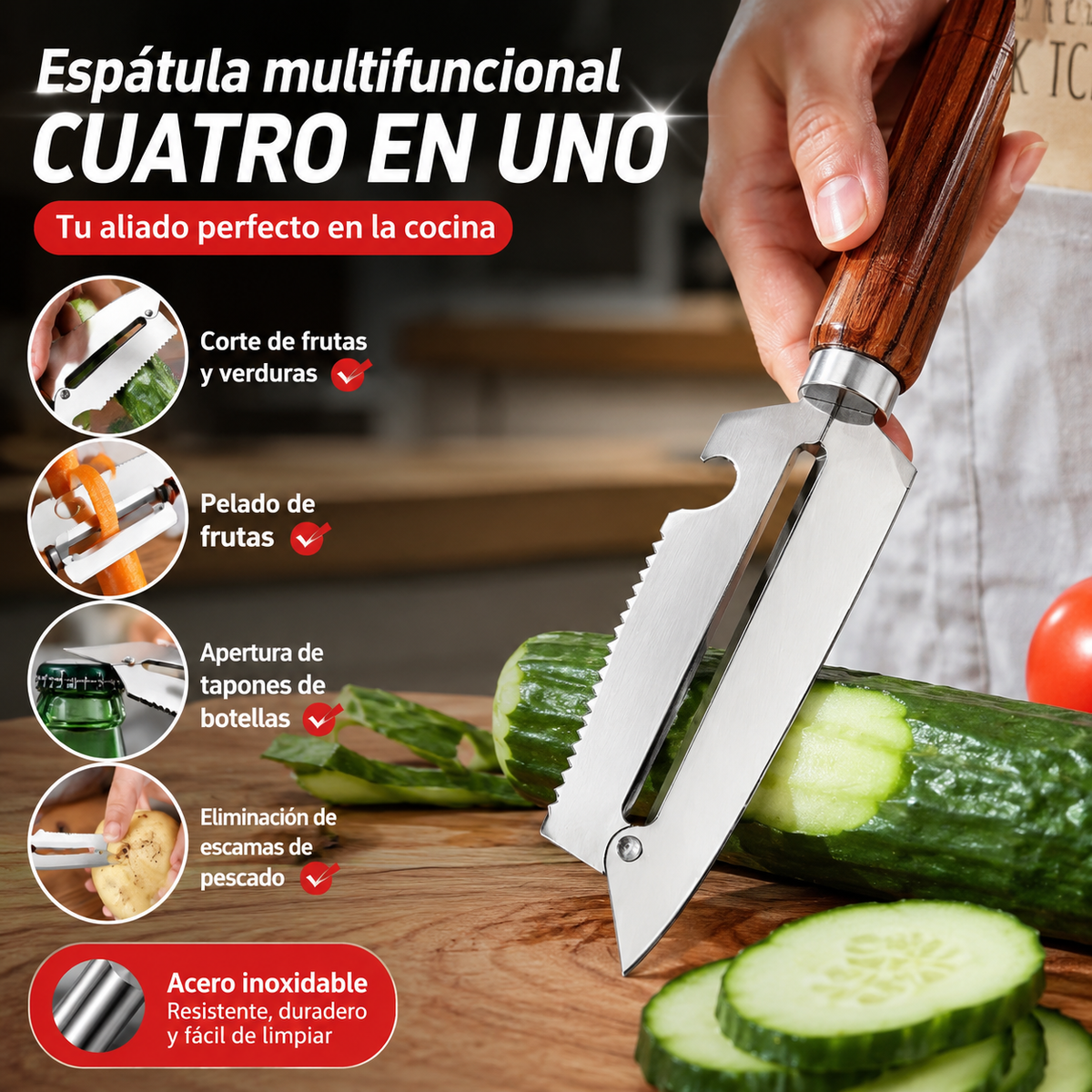 🥕 ¡Compra 2 y llévate 2 gratis! ✨ Pelador de cocina multifuncional: fabricado en acero inoxidable con mango ergonómico, ideal para frutas, verduras y carne 🔪