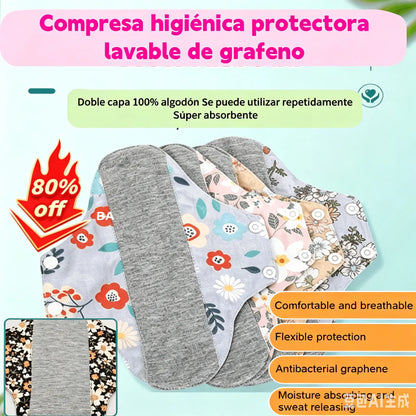 🔥【5 piezas】Almohadilla antibacteriana de algodón y grafeno lavable
