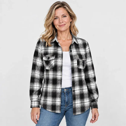 🔥【XL-5XL】🎁🍂 Új őszi/téli hétköznapi, hosszú ujjú, kockás, galléros dzseki