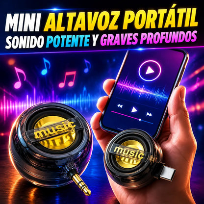 🔥【Interfaz dual Tipo-C/3,5 mm】🎵Altavoz portátil de tamaño mini para teléfono móvil con potente salida de graves