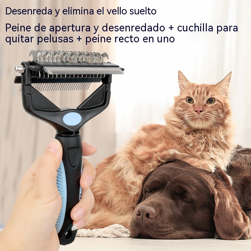 🐕🐈 Peine multifuncional 3 en 1 para desenredar el pelo de mascotas, peine para eliminar el pelo de perros y gatos.