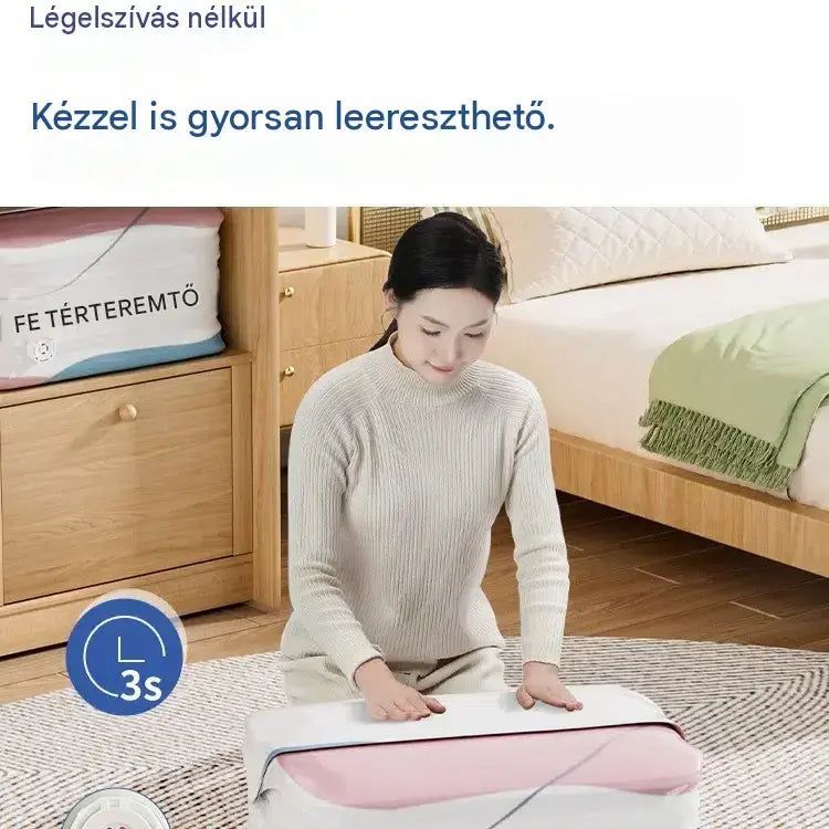 👕📦 [5 részes készlet mindössze 9 300 Ft-ért] Kompressziós ruhatároló zsákok; nem igényel porszívózást, megerősített kialakítás.