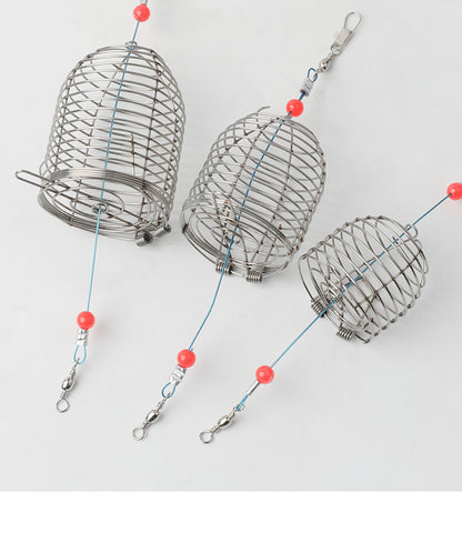 🎣🎣Jaula de pesca de acero inoxidable con cesta para cebo, soporte para comederos y accesorios de pesca.