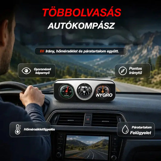 🚗Többfunkciós, 3 az 1-ben autós iránytű hőmérővel és nagy pontossággal.