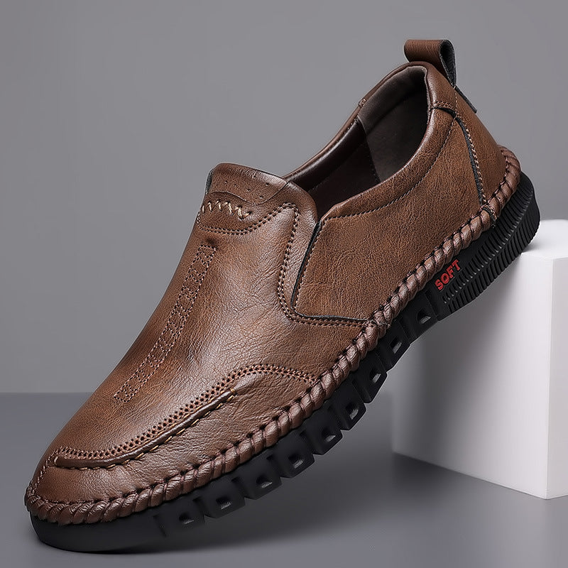 👞【Velikosti 39-44】Nové pánské kožené boty pro volný čas, měkká podrážka, protiskluzové a prodyšné