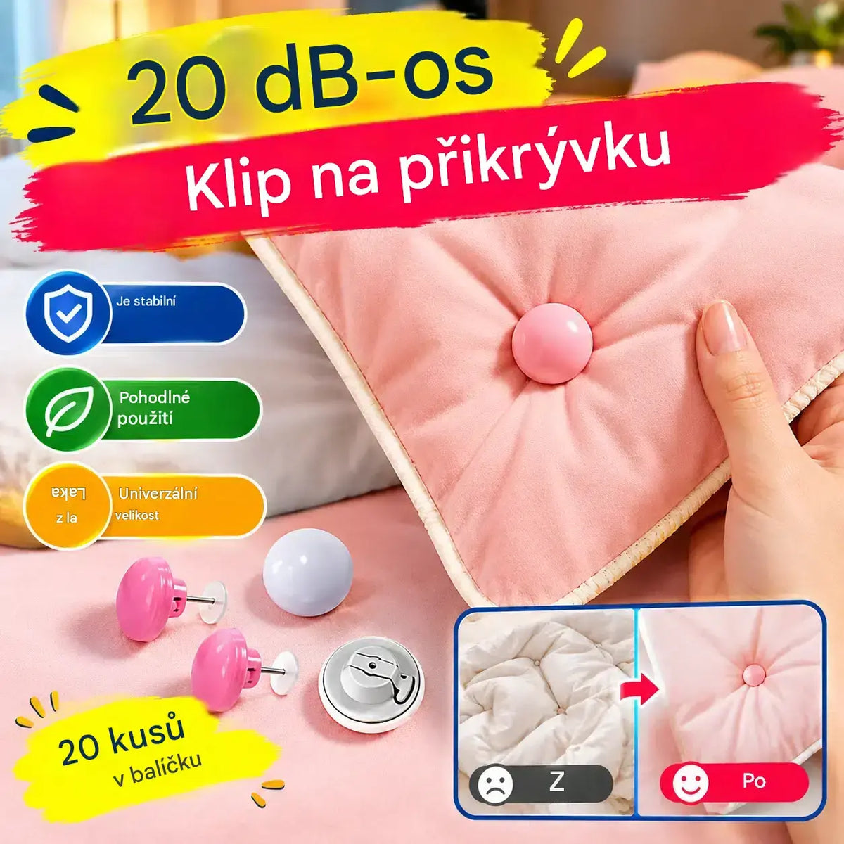 ✨ 【20 ks】Úchyty na přikrývky – stabilní a snadno použitelné! 📍Univerzální – pro silné i tenké přikrývky