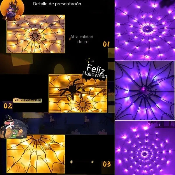 (🎃Oferta anticipada de Halloween: 49% de descuento🎃) Lámpara LED gigante de telaraña para Halloween