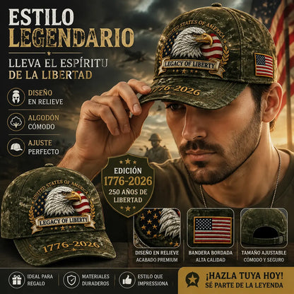 🛡️🧢Gorra de béisbol Freedom Eagle del 250 aniversario | Gorra de béisbol retro patriótica bordada –