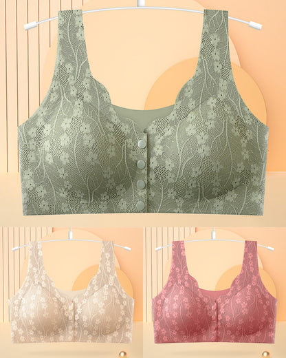 👙【3 darab 9500 Ft】Női vezeték nélküli csipke melltartó elülső rögzítéssel