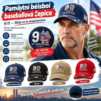 🧢Pamětní baseballová kšiltovka k 25. výročí 11. září: Nikdy nezapomeneme – Vlastenecká pamětní kšiltovka (unisex) 🧢