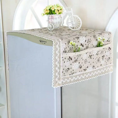 💖 ¡Oferta especial de último día! 💖【55 × 120 cm】 ✨ Funda para refrigerador de algodón y lino (resistente al polvo y a la grasa) con bolsillos de almacenamiento