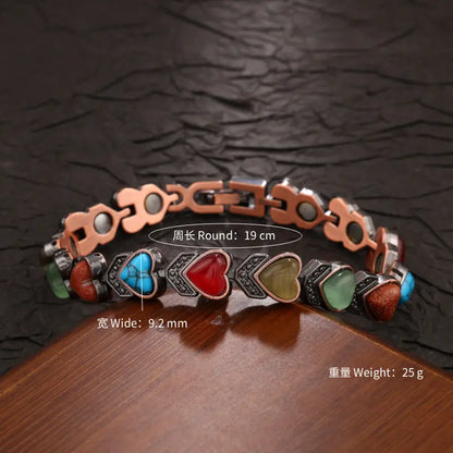✨🎁Pulsera de cobre para mujer, pulseras magnéticas de cobre puro, piedra preciosa natural única