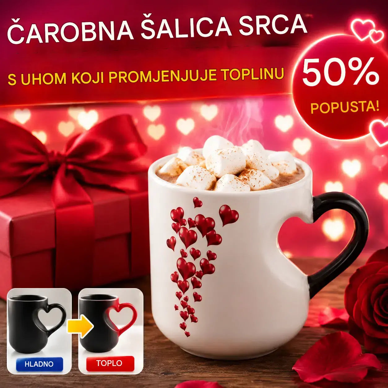 📢📢50% popusta!!! ⏰Romantična keramička šalica u obliku srca (boja se mijenja toplinom)💝✨